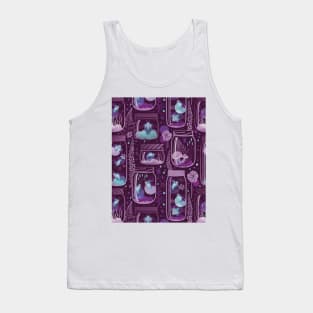 Glowing in the moss // pattern // purple background jars with lightning fireflies bugs quirky whimsical and bioluminescence lampyridae beetles Tank Top